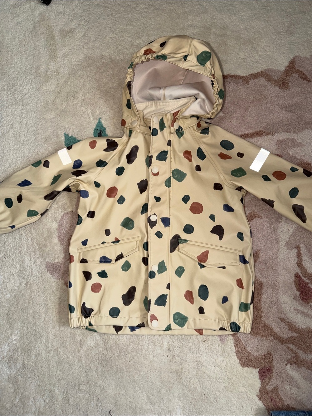 H&M Cream Raincoat with Multicolor Spot Print